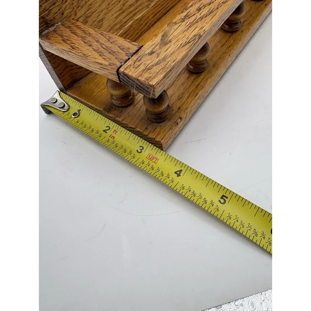 Vintage Spindle Rail Solid Oak Wood Wall Mounted Shelf 16